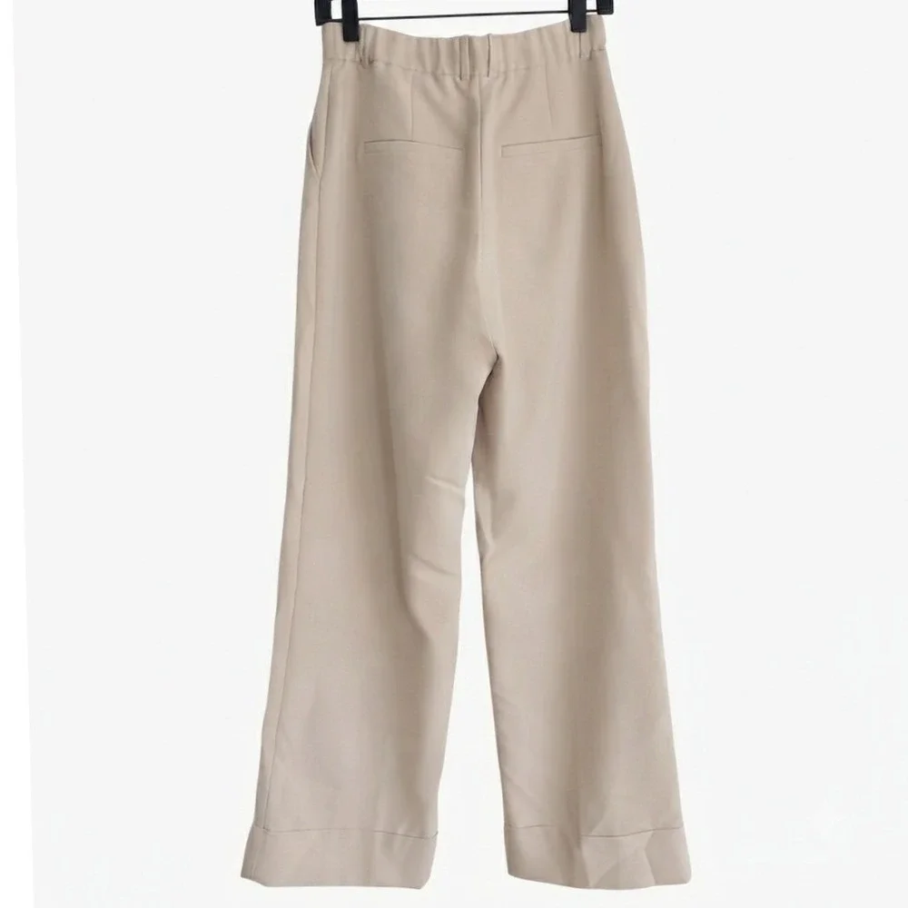 Abercrombie & Fitch Sloane Flat Front Tailored Pant Women 4 Beige Wide Leg Good - Picture 5 of 10